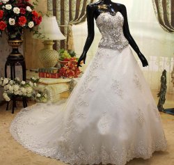 画像1:  LJオーダー無料100万円以上の輝きウェディングドレス シンデレラ 都市のお姫 夢のドレス　