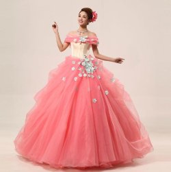 画像1: LJ春花実写赤系綺麗演出舞台パーティーカラードレスお色直しサイズオーダー