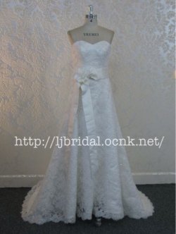 画像1:  LJオーダーウェディングドレス清楚綺麗リボン挙式二次会結婚式 美しい花嫁 披露宴