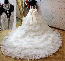 画像1:  LJ代価100万円のシンデレラーの輝きウェディングドレス セット 	結婚式 ＵＳＡ輸出高品質