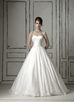 画像1:  LJ美しいウェディングドレス7点オーガンジー綺麗海外結婚挙式 タックフロア プリンセス ダブルリボン