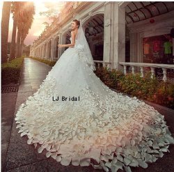 画像1: LJ豪華高品質花びら#ウェディングドレス7点セットサイズオーダー無料#結婚式#挙式#ハワイ結婚