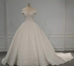画像1: 王室豪華オフショルダー花嫁ウエディングドレス ミカドシルク サイズオーダー無料 結婚式 海外挙式 色変更無料 高品質 高度の縫製技術