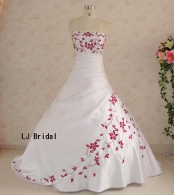 画像1: LJ高品質ウェディングドレス7点セット 刺繍 サイズオーダー無料 結婚式 