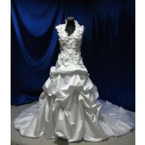 画像:  LJ新品オーダー無料ウェディングドレスAライン ローウェスト挙式 海外結婚 ゴージャス