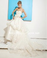 画像: LJオーダー綺麗ウェディングドレス結婚レース挙式新作王道リボン オーガンジー　声楽　多色