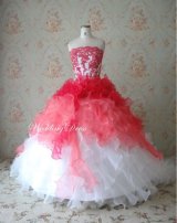 画像: LJオーダー高品質ウェディングドレス7点ツーカラーひらひらお姫 舞台 衣裳 結婚 カラードレス　お色直し