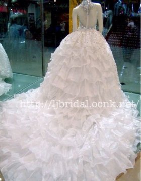 画像:  LJ代価100万円輝きの豪華ウェディングドレス刺繍迫力舞台衣装 	大手品質 
