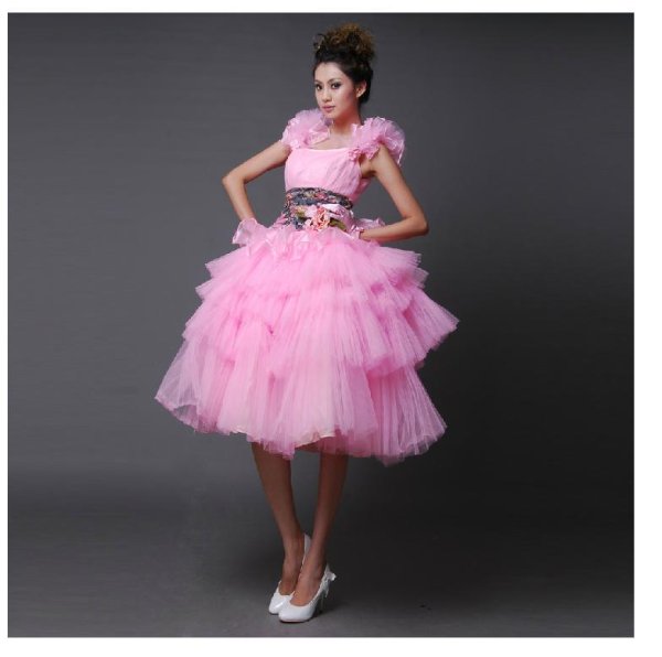 画像1: LJ仕立て屋★オーダーメイド★可愛いピンクドレス二次会パーティー大きいボリューム お姫