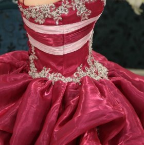 画像: LJ 豪華お色直しワイン赤パーティーカラードレス舞台衣装宮殿衣装 新作 海外結婚式