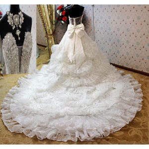 画像:  LJ代価100万円のシンデレラーの輝きウェディングドレス セット 	結婚式 ＵＳＡ輸出高品質