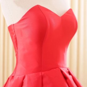 画像: カラードレス 赤 二次会 ミカドシルク シンプル 素敵 プリンセスライン 色変更無料 フルーオーダーメイド
