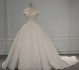 画像: 王室豪華オフショルダー花嫁ウエディングドレス ミカドシルク サイズオーダー無料 結婚式 海外挙式 色変更無料 高品質 高度の縫製技術
