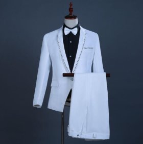 画像: jnw009新品 メンズ 紳士 礼服 声楽 セットアップ 上下２点 スーツセット?上着ズボンセット ボルドー ホワイト M L XL 2XL 