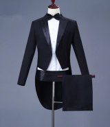 画像: jnw008b新品 メンズ 紳士 礼服 声楽 セットアップ 上下２点 スーツセット?上着ズボンセット ボルドー 6色 ブラック（黒）S M L XL 2XL 3XL 4XL 