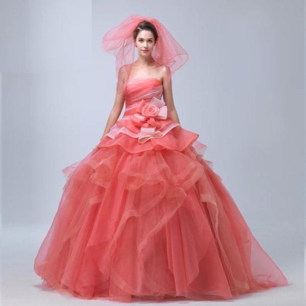 画像1: LJ#赤系カラードレス#プリンセス#オーダーメイド#マタニティ＃マタニティ対応#本格結婚式ドレス
