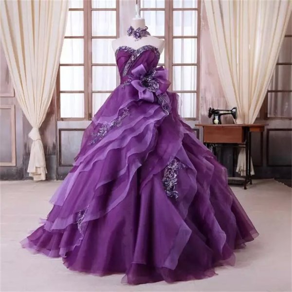 画像2: LJ#濃い紫#カラードレス#結婚式#ハワイ#二次会#オーダー#発表会#本格結婚式ドレス